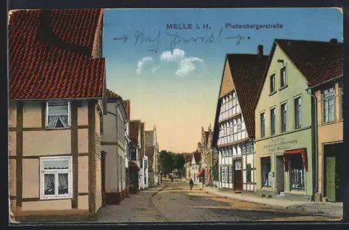 AK Melle i. H., Buchdruckerei und -handlung von Georg Bernecker in der Plattenbergerstrasse