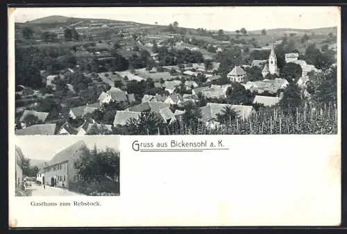 AK Bickensohl, Gesamtansicht und Gasthaus zum Rebstock