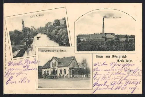 AK Königreich /Jork, Gasthaus J. Fölsch, Estestrom, Ziegelei