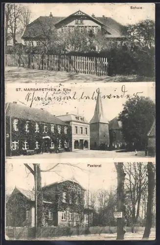 AK St. Margarethen a. Elbe, Pastorat, Schule, Kirche