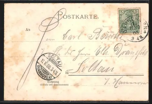 AK Darkehmen, Rathaus mit Post, Garnison-Lazarett