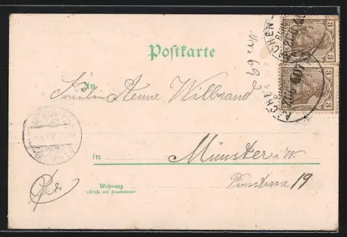 Mondschein-Lithographie Marsberg, St. Magnuskirche mit Totalansicht