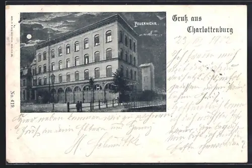 AK Berlin-Charlottenburg, Blick auf das Gebäude der Feuerwehr