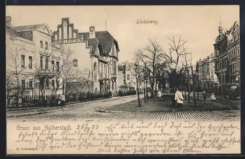 AK Halberstadt, Strassenpartie im Lindenweg