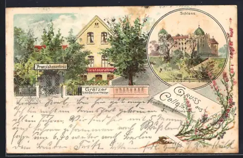 Lithographie Celle, Restaurant Grätzer, Schloss