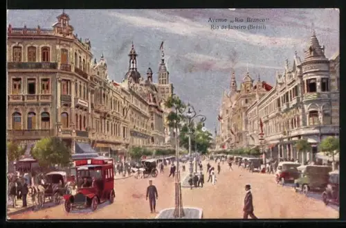 Künstler-AK Rio de Janeiro, Avenue Rio Branco