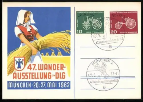 AK München, 47. Wander-Ausstellung der DLG 1962, Bäuerin auf dem Feld