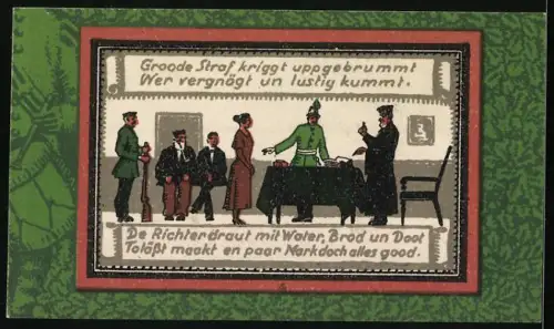 Notgeld Wildeshausen 1921, 1 Mark, Rathaus und Gerichtsszene mit Spruch