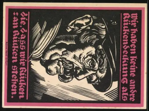 Notgeld Genthin 1921, 5 Mark, Kleeblatt und Heligenbild mit Kind, Porträt Bismarck mit Zitat