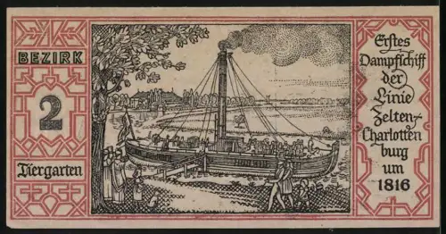 Notgeld Berlin-Tiergarten 1921, 50 Pfennig, Bär und Dampfschiff, Nr. 92067