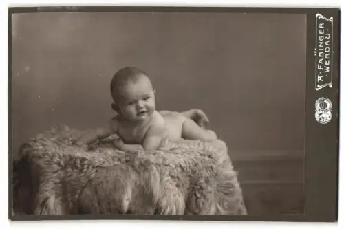 Fotografie A. Fabinger, Werdau, Reichenbacherstrasse 46a, Herbert Wagner als Säugling, 7 Monate alt