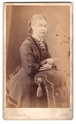 Fotografie A. Anderson, Elgin, Dame mit elegantem Kleid