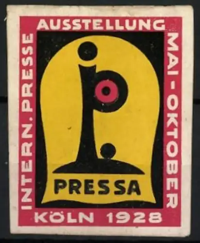 Reklamemarke Köln, INTERN. PRESSE AUSSTELLUNG, Pressa-Logo, 1928