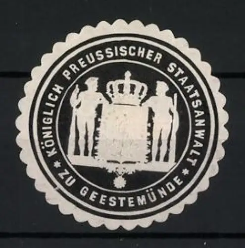 Reklamemarke Geestemünde, Königlich Preussischer Staatsanwalt, Staatswappen mit Krone