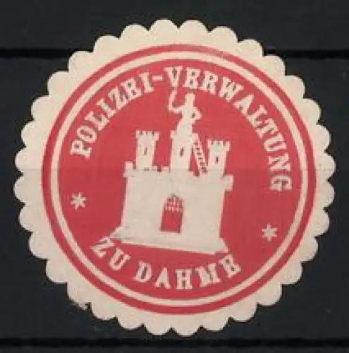 Reklamemarke Dahme, Polizei-Verwaltung, Burgsymbol