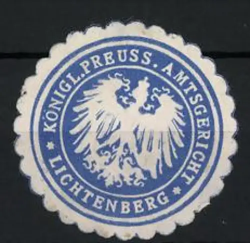 Reklamemarke Lichtenberg, Königl. Preuss. Amtsgericht, Adlerwappen