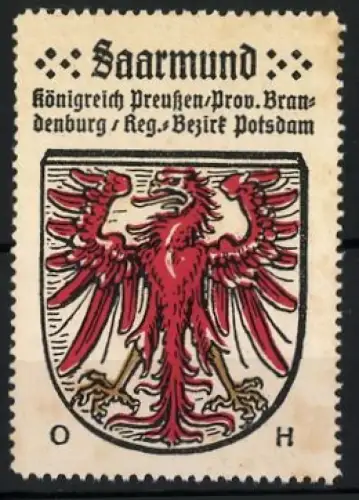 Reklamemarke Saarmund, Königreich Preussen /Prov. Brandenburg, roter Adler, Kaffee-HAG Serie