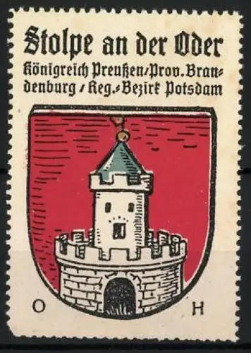 Reklamemarke Stolpe an der Oder, Königreich Preussen, Turm im Wappen, Kaffee-HAG Serie