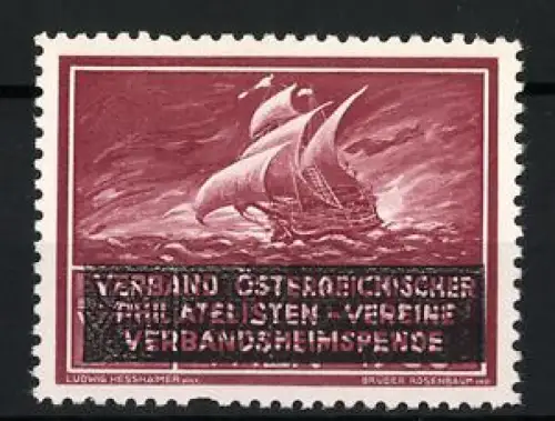 Reklamemarke Österreich, Verband österreichischer Philatelisten-Vereine, Verbandsheimspende, Segelschiff im Sturm