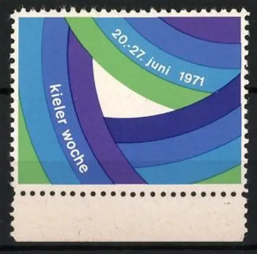 Reklamemarke Kiel, Kieler Woche, 20.-27. Juni 1971, Abstrakte Wellenformen