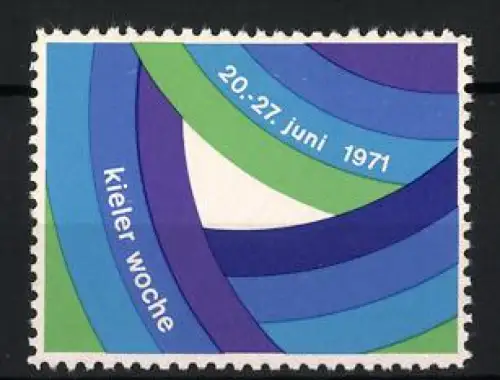 Reklamemarke Kiel, Kieler Woche 20.-27. Juni 1971, Bunte Wellenlinien