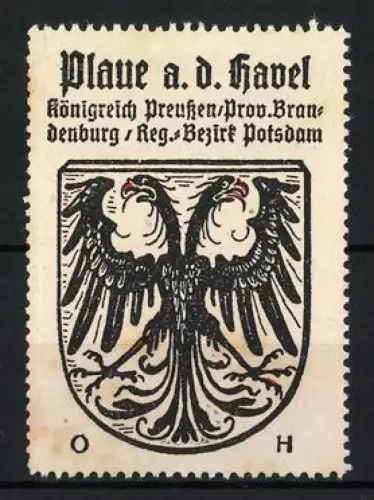 Reklamemarke Plaue a. d. Havel, Königreich Preussen /Prov. Brandenburg, Doppeladler Wappen, Kaffee-HAG Serie