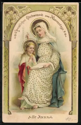 Künstler-AK Namenstag, heil. St. Anna