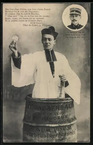 AK Périgeux, Abbé Chabot in einem Weinfass von Monbazillac