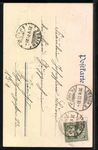 AK Pfingstgruss, Maikäfer ziehen Kugeln auf einem Tablett, Vogel mit Posthorn