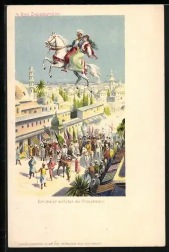 AK Märchen, Das Zauberpferd, Der Inder entführt die Prinzessin