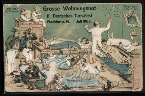AK Soziales Leben, Grosse Wohnungsnot zum Gauturnfest, Viele Männer teilen sich ein Zimmer