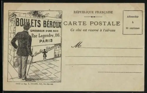 AK Paris, Boulets Béroux, Grosseur d`une noix, Rue Legendre 116