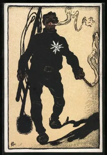 Künstler-AK Innsbruck, Blumentag 1913, Rauchender Schornsteinfeger