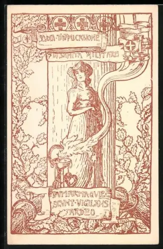 Künstler-AK Scuola D`Applicazione di Sanita Militare, Rotes Kreuz