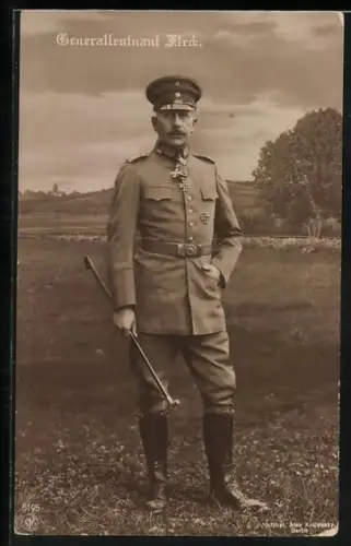 AK Generalleutnant Fleck in Uniform mit Orden