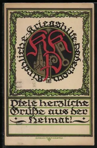 AK Paderborn, Kirchliche Kriegshilfe, Grüsse aus der Heimat, Schlüssel, Stern