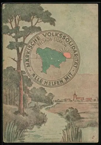 AK DDR-Propaganda, Märkische Volkssolidarität, Alle helfen mit, Beeskow-Storkow