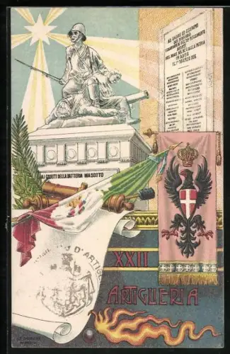 AK 22. Reggimento Artiglieria, Artillerie - Soldaten Ehrenmal, Fahne, Wappen & Adler