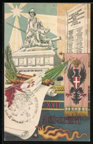 AK 22. Reggimento Artiglieria, Artillerie - Soldaten Ehrenmal, Fahne, Wappen & Adler