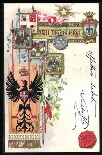 AK XXIII. Artiglieria, Wappen und Fahnen