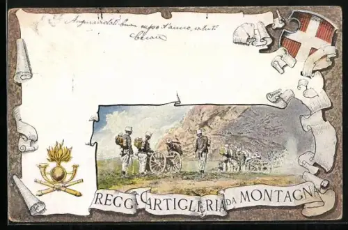 Künstler-AK Reggimento Artiglieria da Montagna