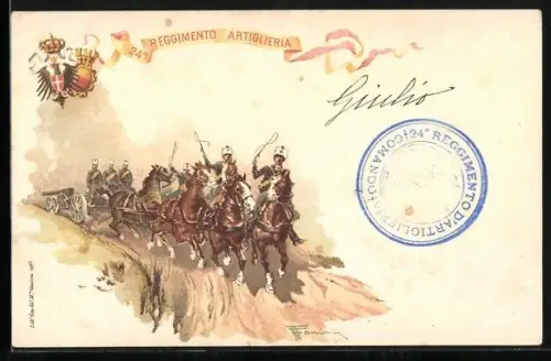 Künstler-AK 24. Reggimento Artiglieria