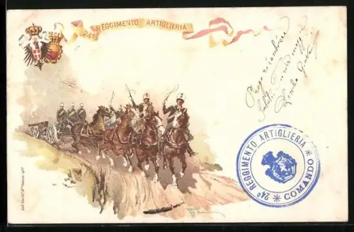 Lithographie 24° Reggimento Artiglieria, italienisches Artillerie-Regiment