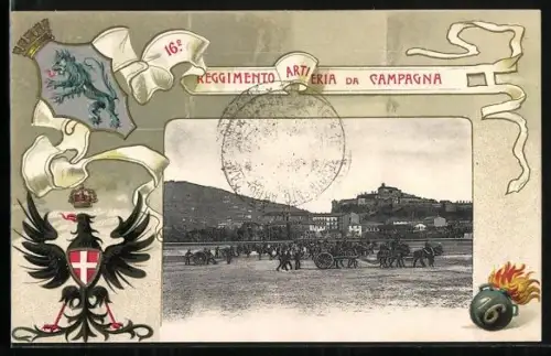 Lithographie Italienische Artillerie, 16. Reggimento Artiglieria da Campagna