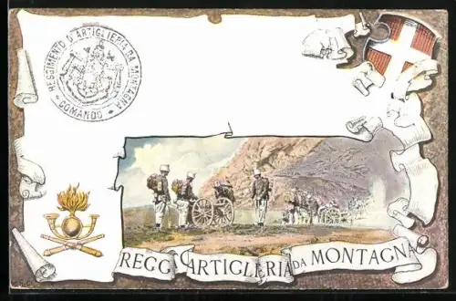 Künstler-AK Reggimento Artiglieria da Montagna