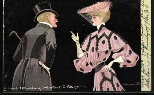 Künstler-AK Elegant gekleidete Dame und Herr, Jugendstil