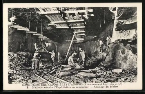 AK Angers, Methode actuelle d`Exploitation en remontant, Abattage du Schiste, Schiefer