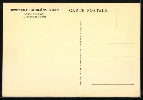 AK Angers, Commission des Ardoisières, Sciade des blocs au disque diamanté