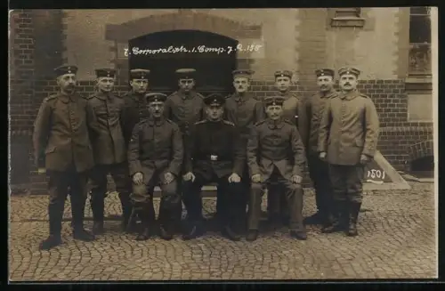 AK Soldaten in Uniform, 7. Corporalsch. I. Comp. Infanterie-Regiment 158