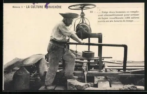 AK La Culture Maraichère, Bauer an der Maschine, Gemüseanbau, Landwirtschaft